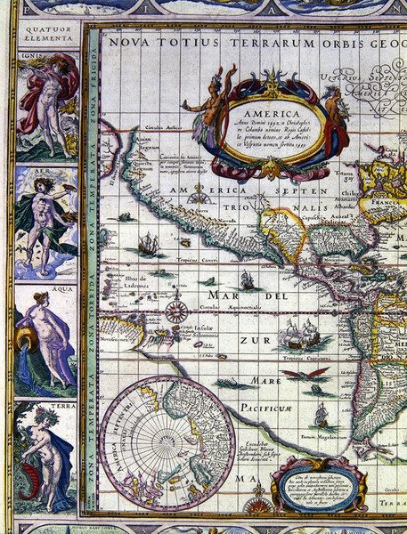 De vier elementen: Vuur, Lucht, Water en Aarde door Joan Blaeu