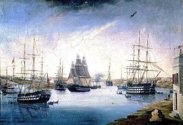 Puerto de Mahon met schepen door Joan Font