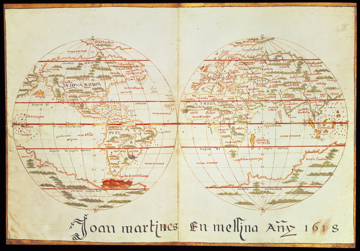 Wereldkaart (pen & inkt op papier) door Joan Martines