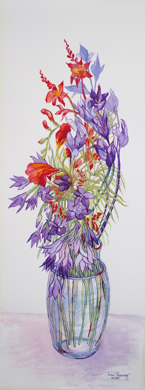 Agapantha companulatus en Crocosmia door Joan Thewsey