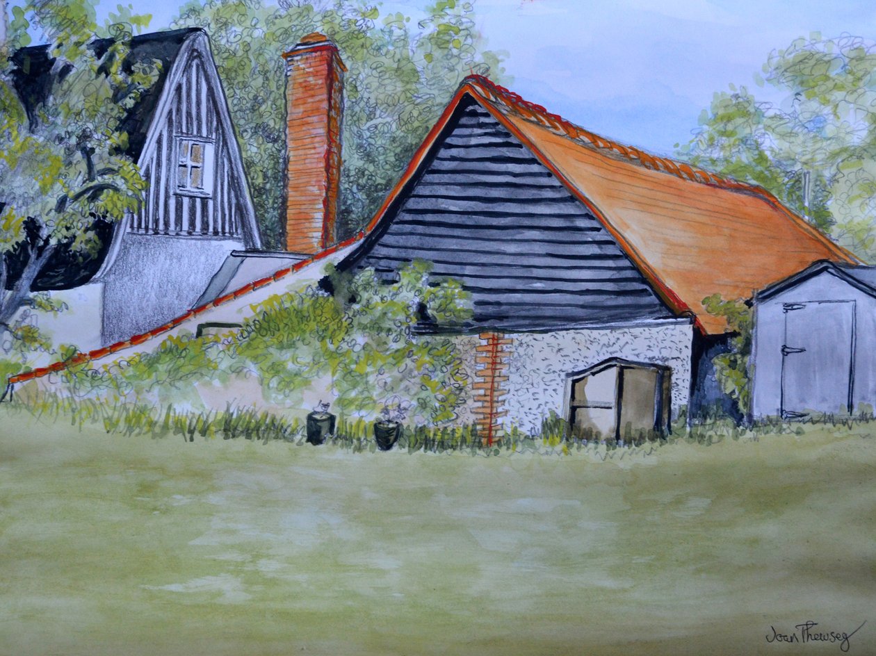 Uitzicht over de tuin van de buren, 2016 door Joan Thewsey