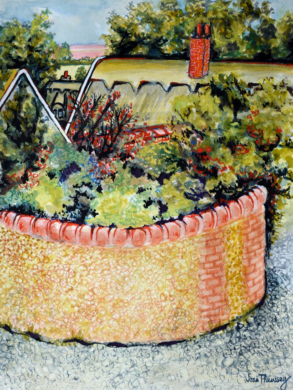 Uitzicht door de daken naar de velden, 2010 door Joan Thewsey