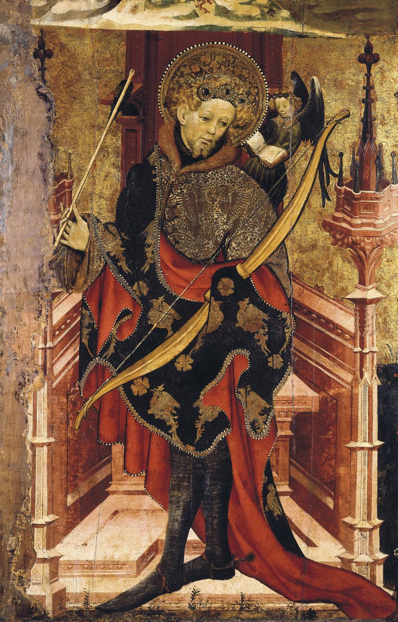Sint Sebastiaan en Kruisiging, ca. 1417-25 door Joan or Juan Mates