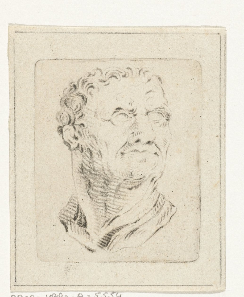 Borstbeeld van een man opkijkend naar rechts door Joannis Jacobus Bijlaert