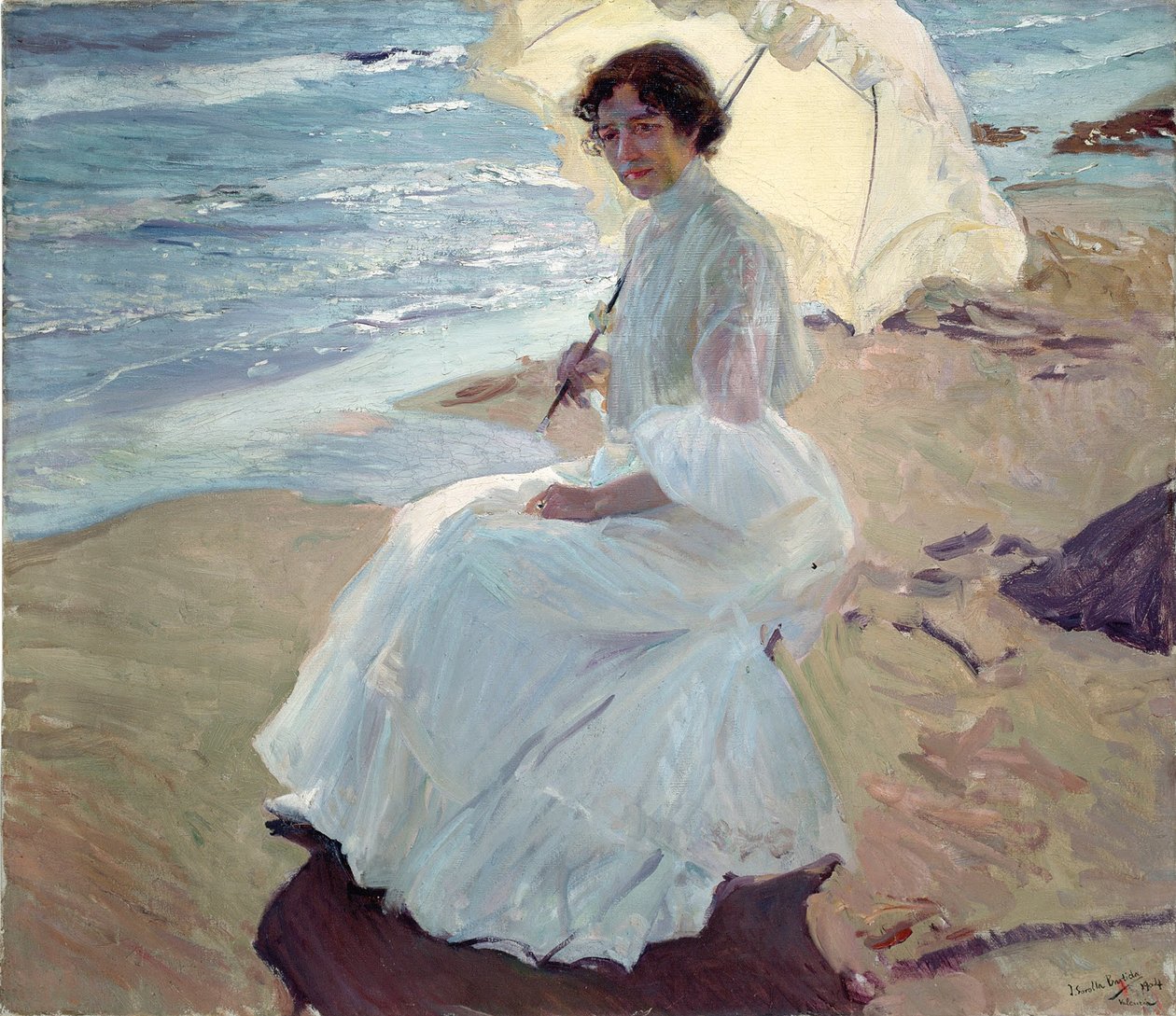 Clotilde op het strand door Joaquín Sorolla