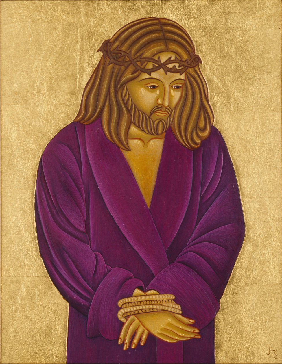 Zie de man, 2004 (eitempera en 24k goud op hout) door Jodi Simmons