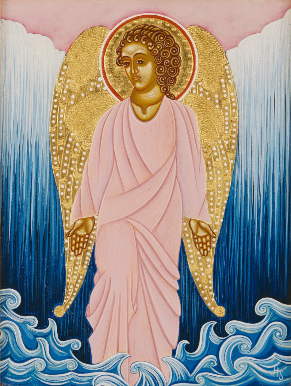 Gabriël, Engel van het Water, 2004 (eitempera en 24k goud op hout) door Jodi Simmons