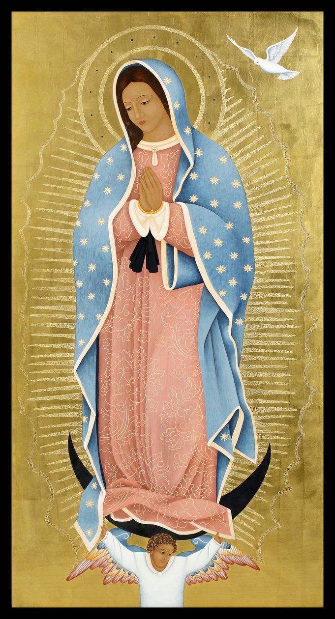 La Paloma Blanca, 2013 (eitempera en 24k goud op hout) door Jodi Simmons