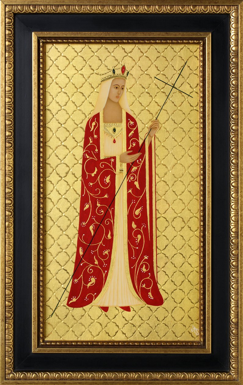 Sint Helena, 2014 (eitempera en 24k goud op hout) door Jodi Simmons