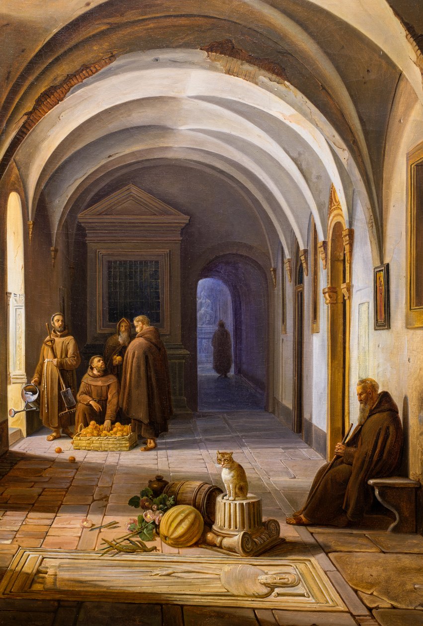 Franciscaner monniken in het klooster van Santa Maria d
