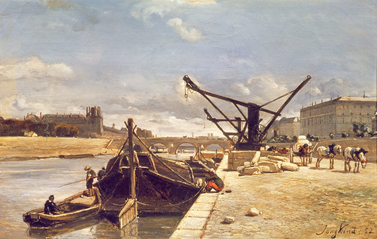 Uitzicht op de Pont Royal, Parijs door Johan Barthold Jongkind