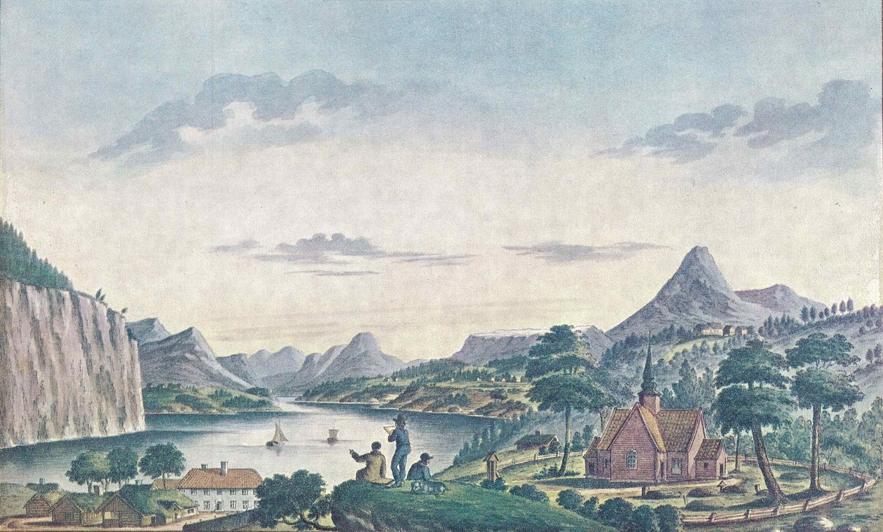 Uitzicht vanaf Stranda richting Tafjord/Norddalsfjord door Johan F. L. Dreier