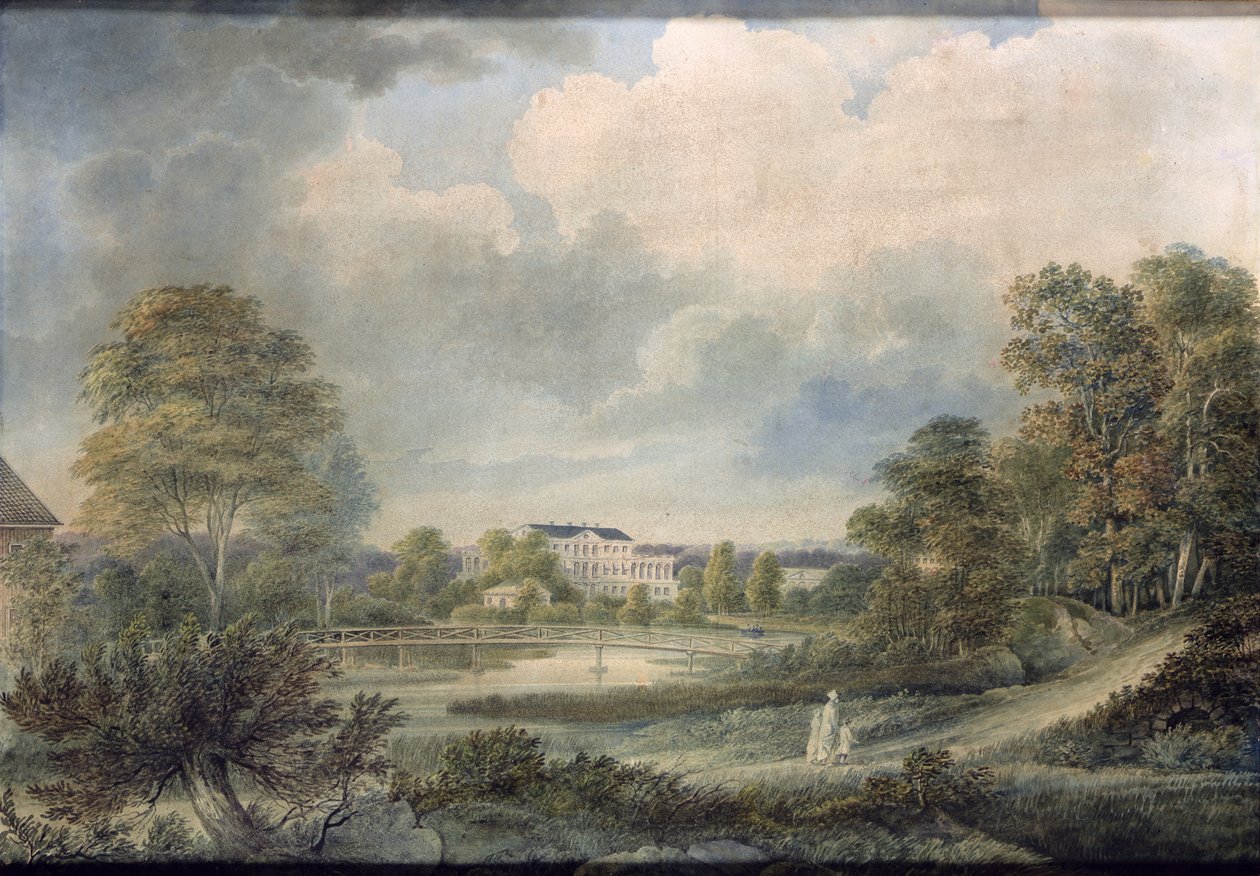 Uitzicht op Safslaholm kasteel in Zweden door Johan Fredrik Julin