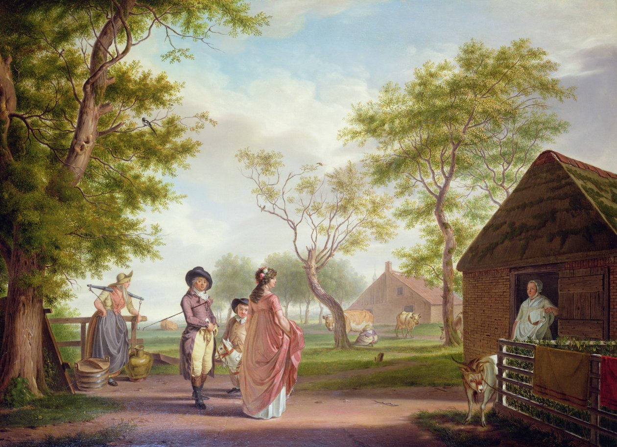 Landschap met figuren door Johan Prey
