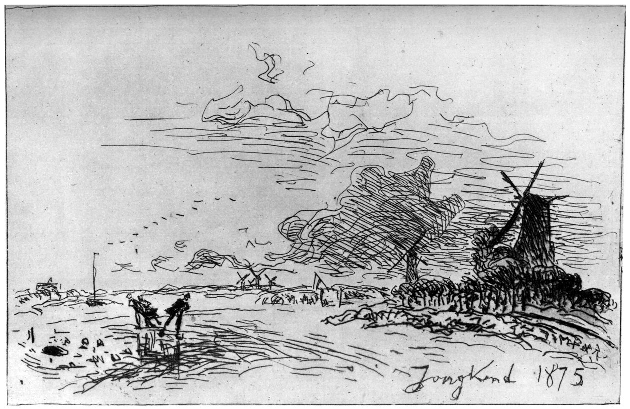 Kanaal bij Rotterdam door Johan-Barthold Jongkind