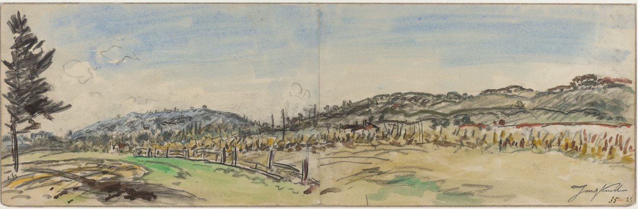Platteland bij Brezins, tussen Grenoble en Vienne, 1880s door Johan Barthold Jongkind