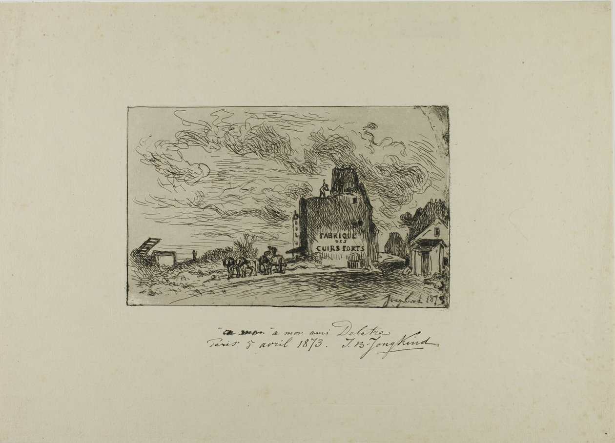 Sloop van de Rue des Francs-Bourgeois Saint Marcel door Johan Barthold Jongkind