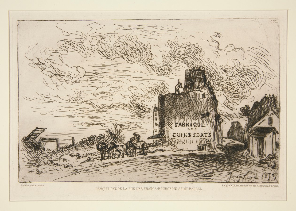 Sloop van de Rue des Francs-Bourgeois Saint-Marcel door Johan Barthold Jongkind