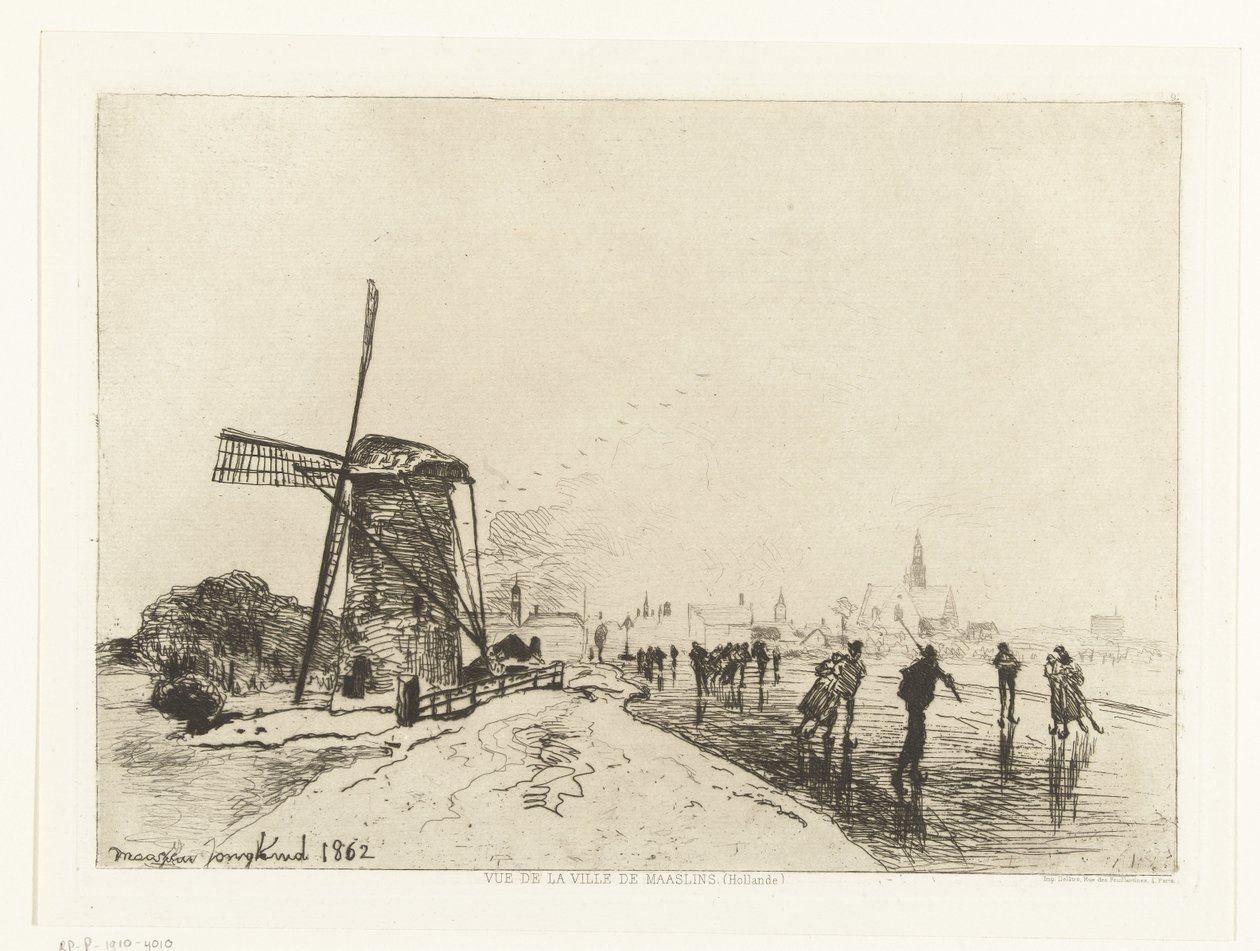 Gezicht op Maassluis door Johan-Barthold Jongkind