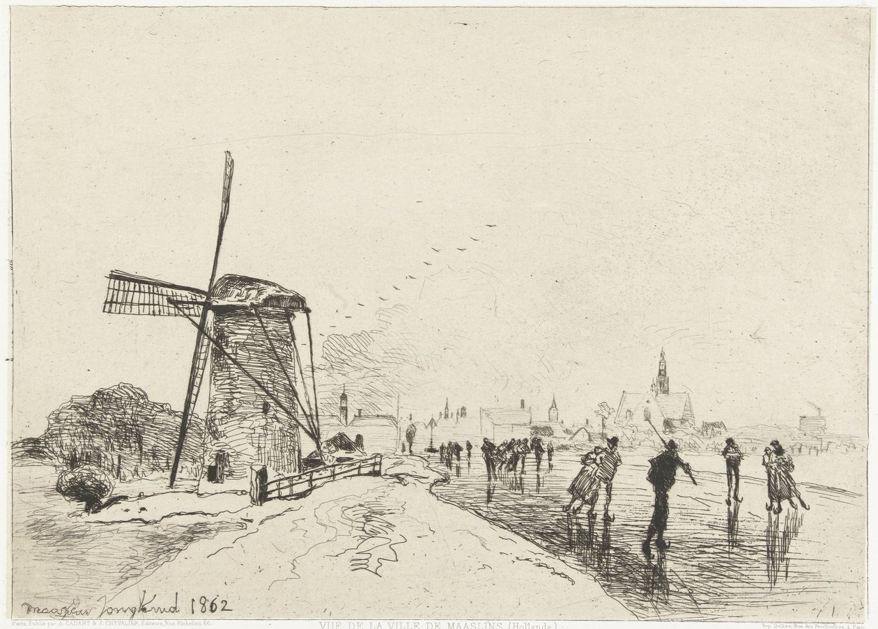 Gezicht op Maassluis door Johan Barthold Jongkind