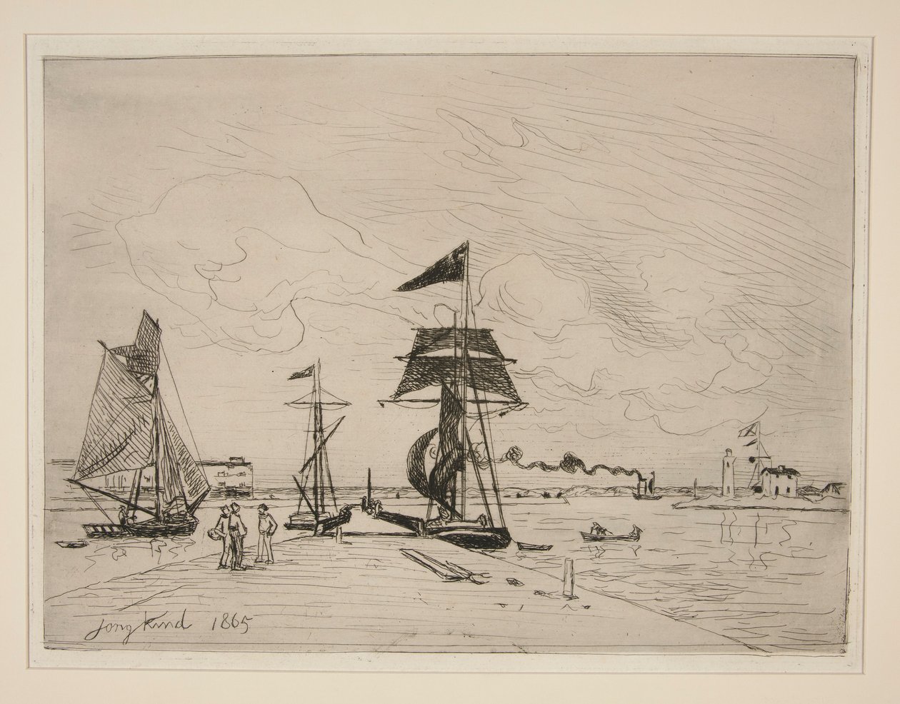 Houten Steiger in de Haven van Honfleur door Johan Barthold Jongkind
