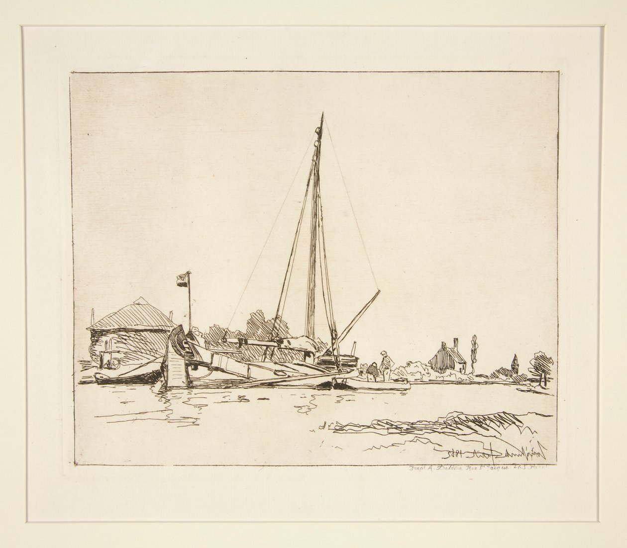 De afgemeerde boot door Johan Barthold Jongkind