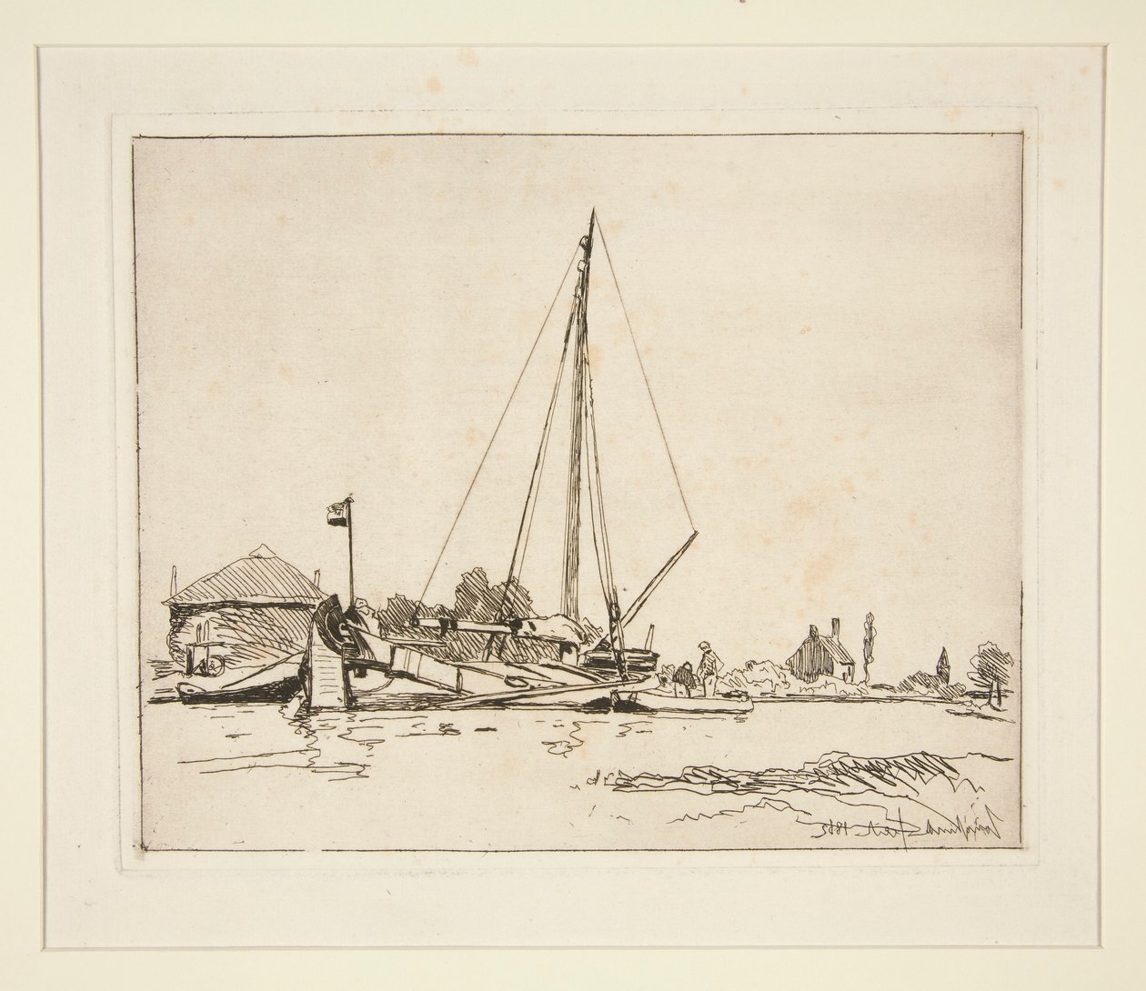 De aangemeerde boot door Johan Barthold Jongkind