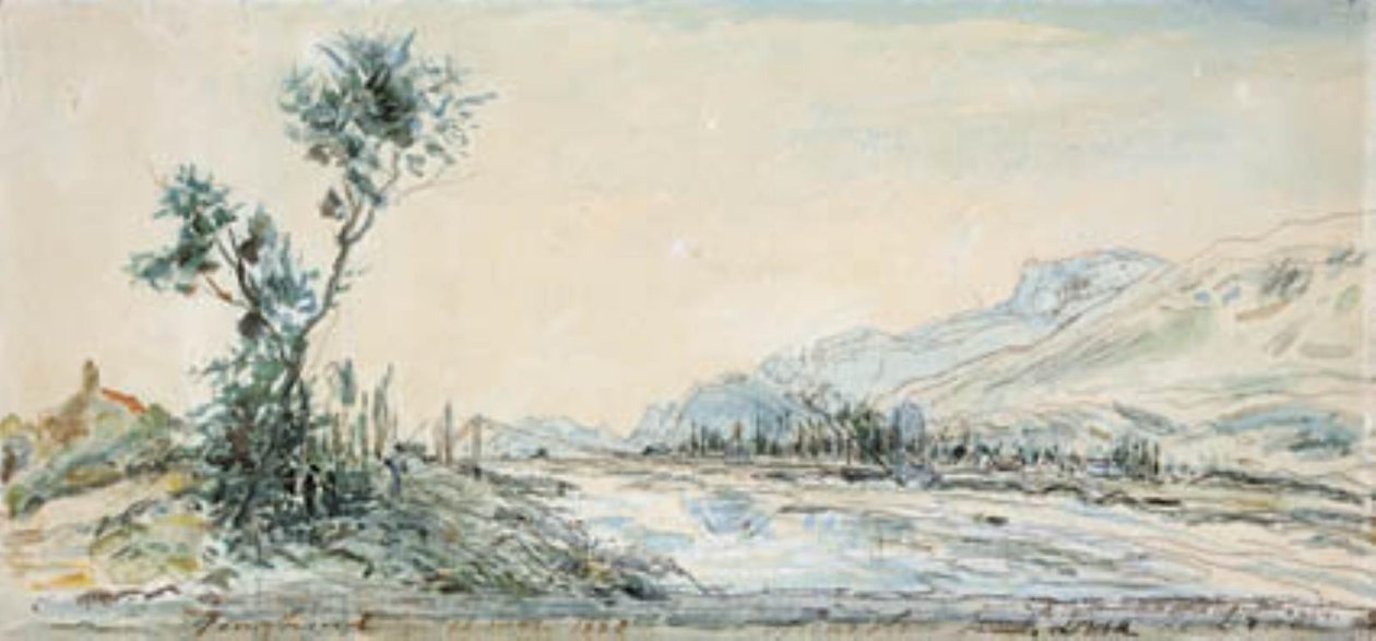 Landschap bij de rivier Le Drac nabij Grenoble door Johan Barthold Jongkind