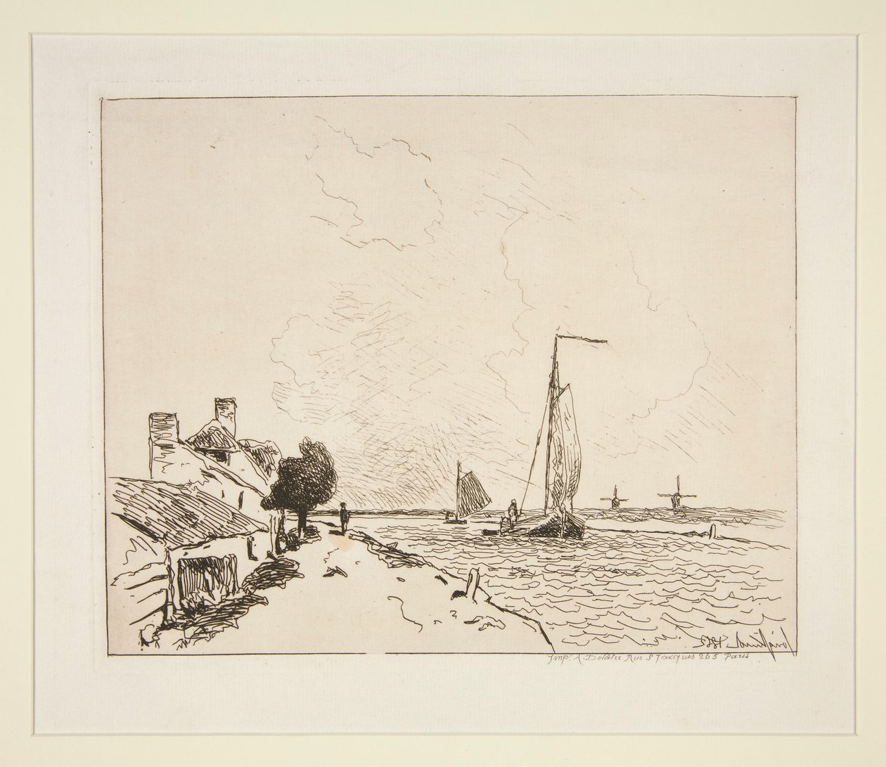 Les Deux barques à voile door Johan Barthold Jongkind