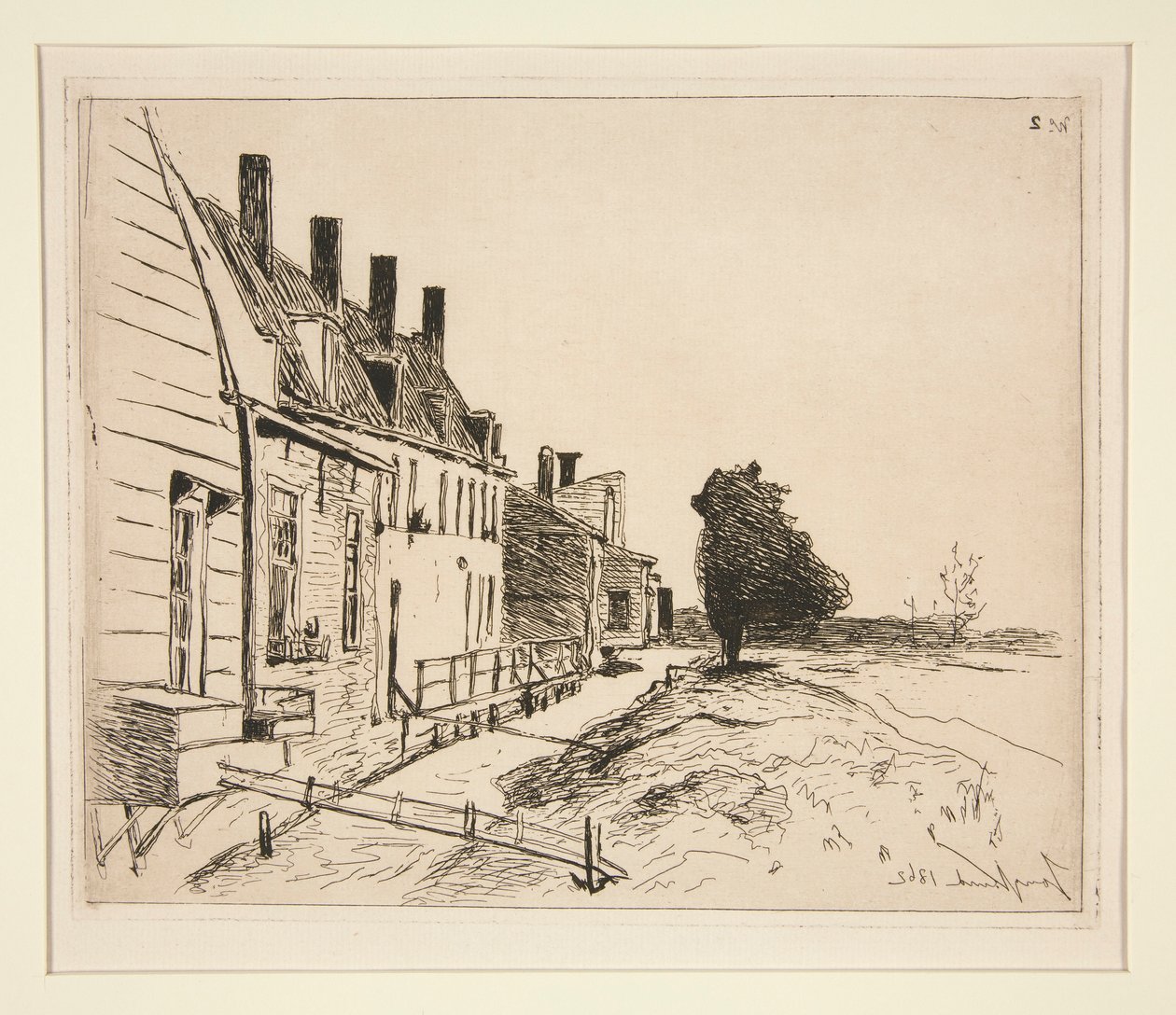 Huizen langs het kanaal door Johan-Barthold Jongkind