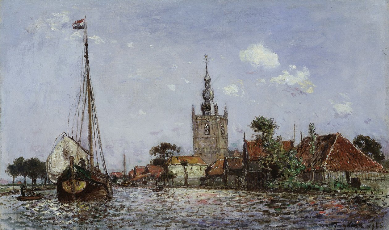 De kerk van Overschie door Johan-Barthold Jongkind