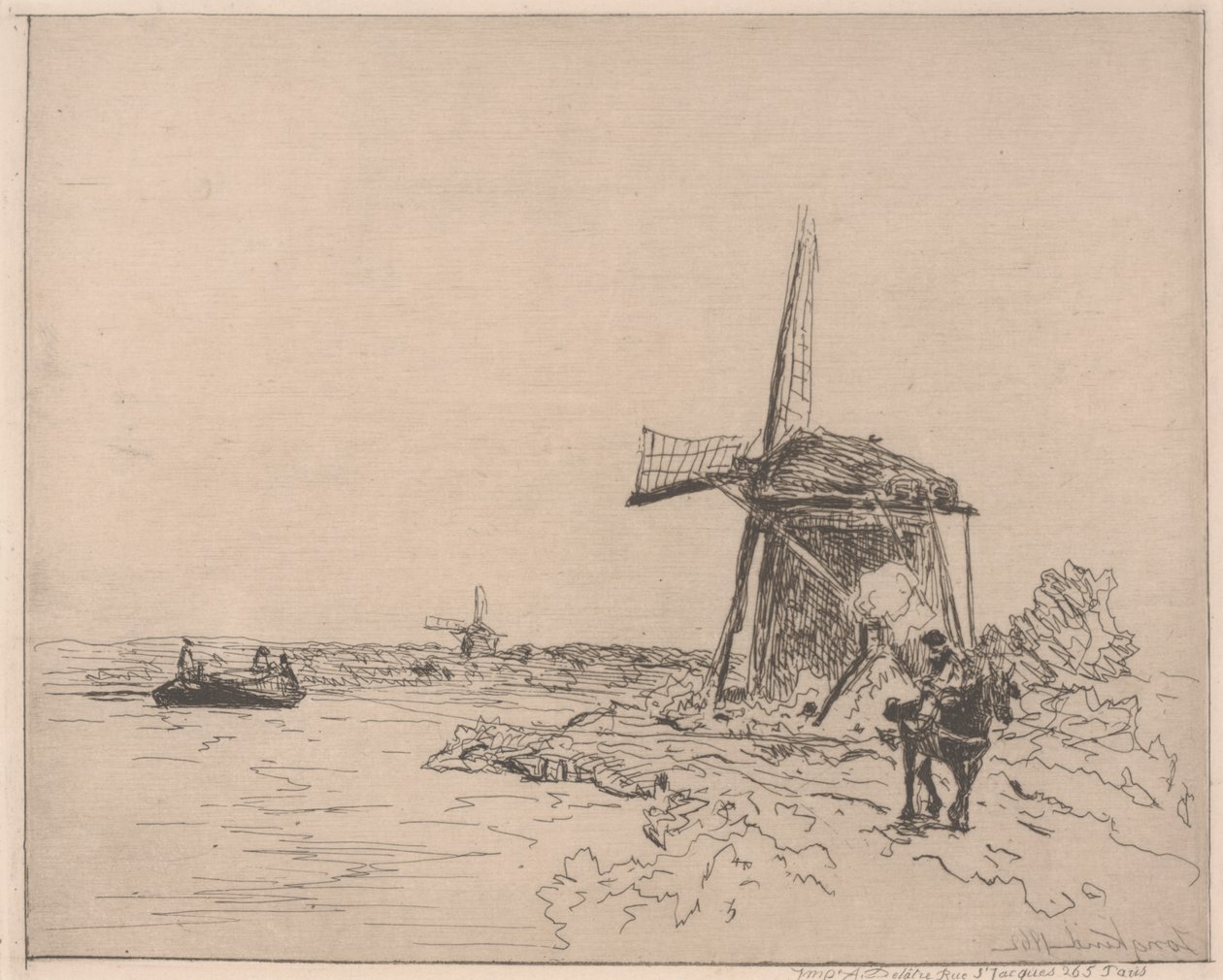 Het jaagpad, gedrukt door Auguste Delâtre door Johan Barthold Jongkind