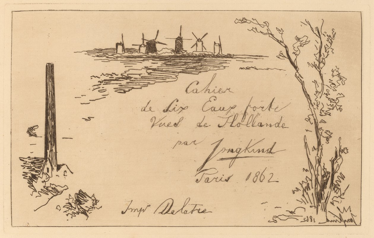 Titelpagina (Titre du cahier de six eaux-fortes) door Johan Barthold Jongkind