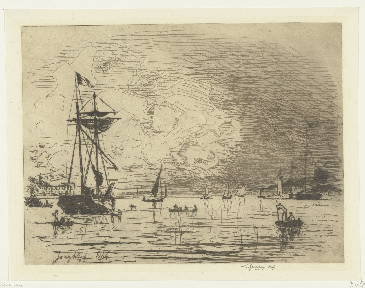 Uitgang van de haven van Honfleur door Johan Barthold Jongkind