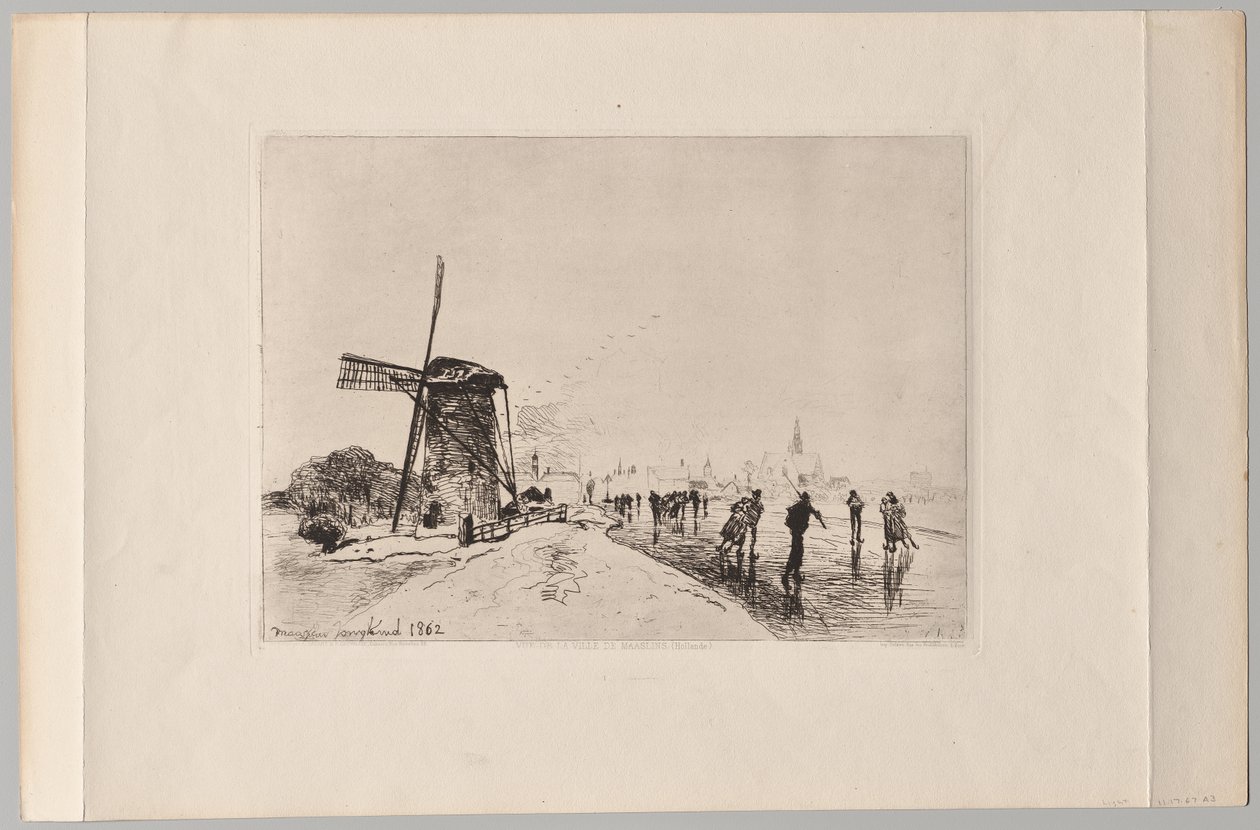 Vue de la Ville de Maaslins door Johan Barthold Jongkind