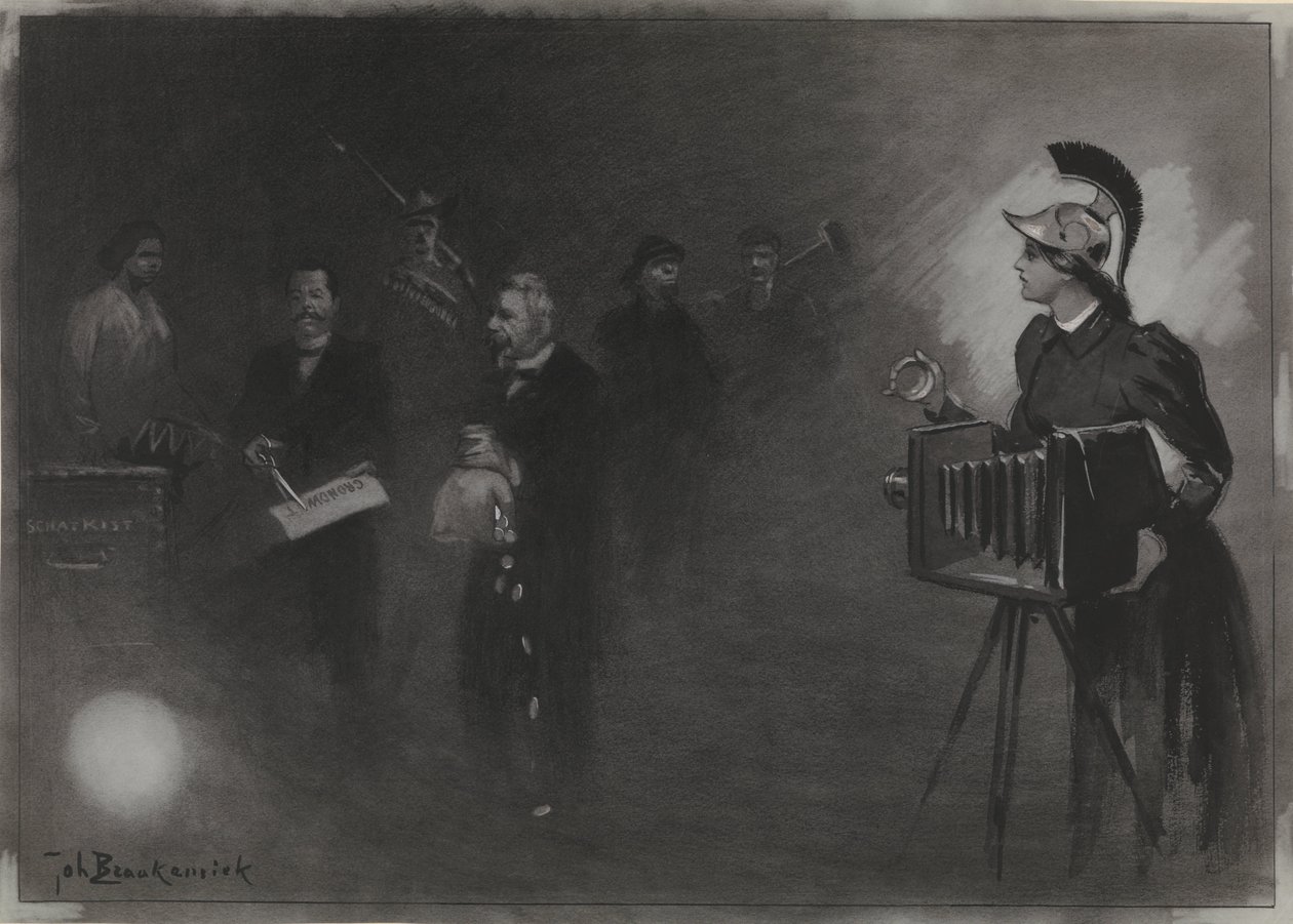 Ontwerp voor illustratie in De Amsterdammer: De troonrede, 24 sept. 1905 door Johan Braakensiek