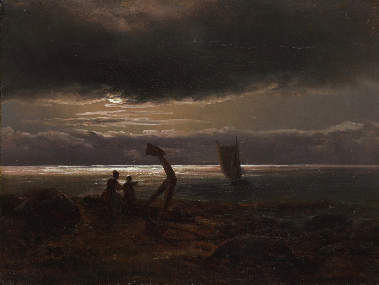 Moeder en kind aan zee, 1830 door Johan Christian Dahl