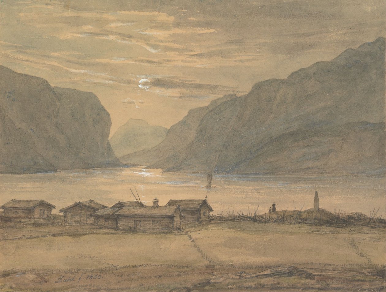 Het schild in het maanlicht door Johan Christian Dahl