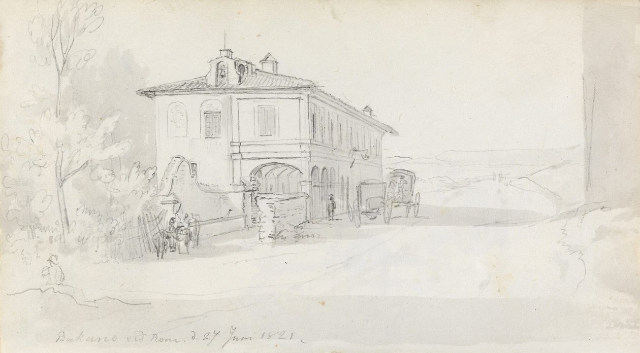 Het busstation in Baccano door Johan Christian Dahl