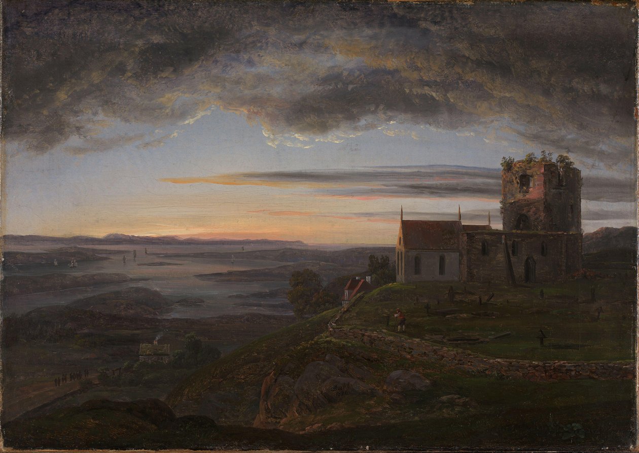 De vervallen kerk van Avaldsnes in Karmøy door Johan Christian Dahl