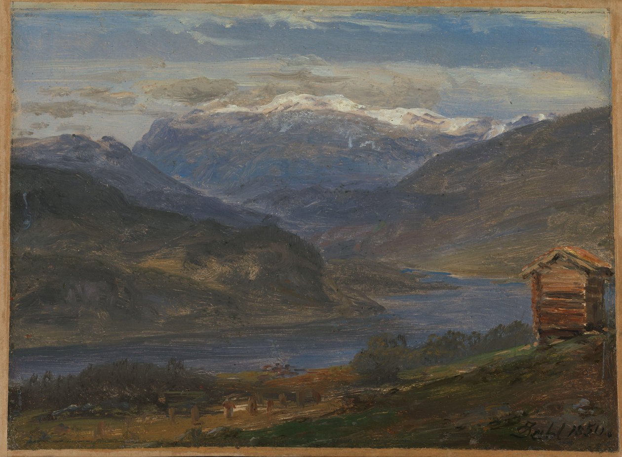 Uitzicht op Hjelle in Valdres door Johan Christian Dahl