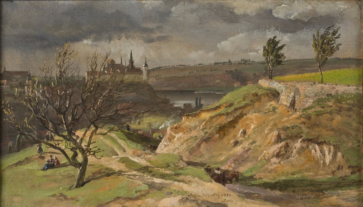 Uitzicht op Meissen. Studie door Johan Christian Dahl
