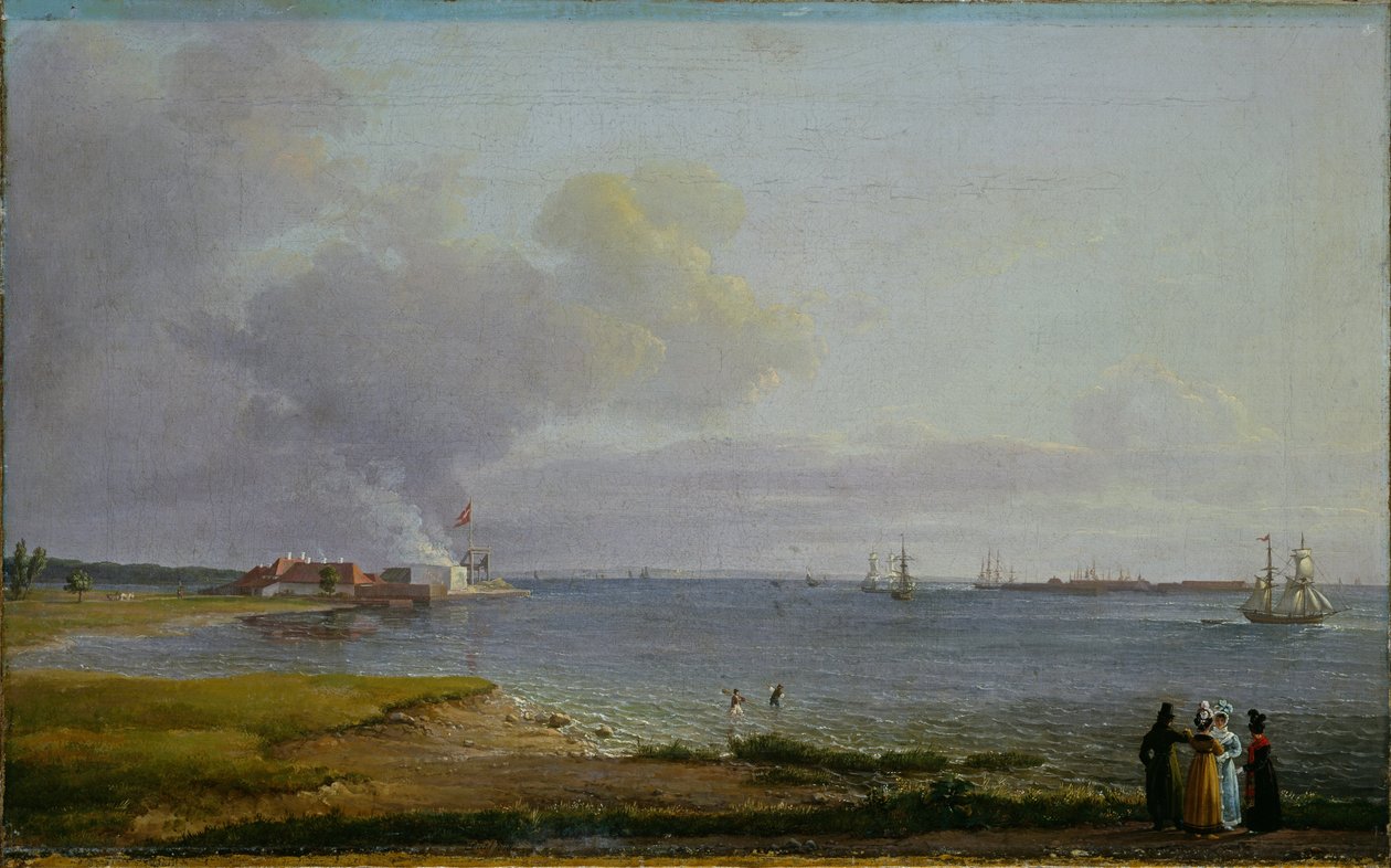 Uitzicht over Øresund bij de kalkfabriek door Johan Christian Dahl