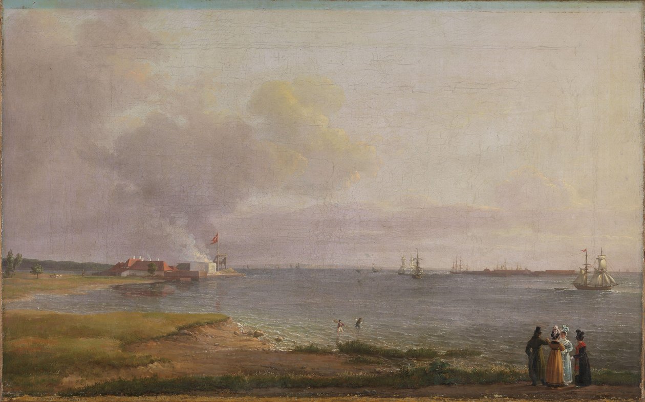Uitzicht over Øresund bij de kalkfabriek door Johan Christian Dahl