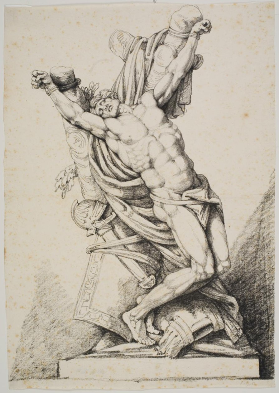 Naakte Krijger Gebonden aan een Boom (Spartacus?) door Johan Christoph Petzold