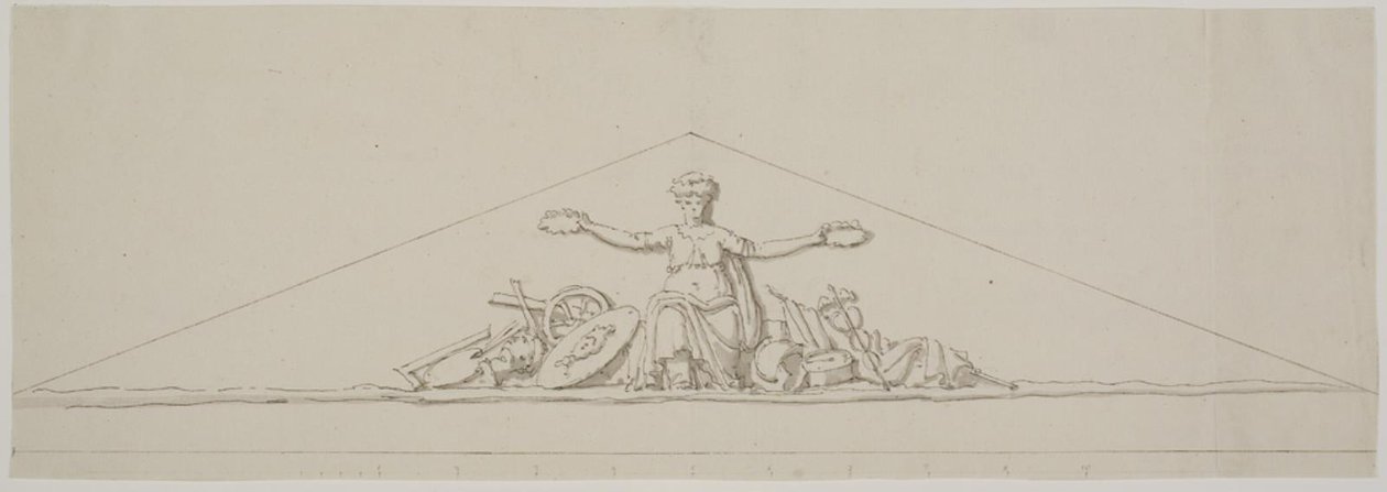 Ontwerp voor een fronton, symboliserend welvaart door Johan Christoph Petzold