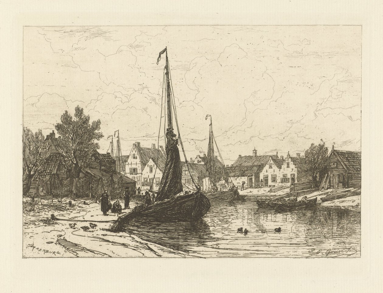 Gezicht op de haven van Spakenburg door Johan Conrad Greive
