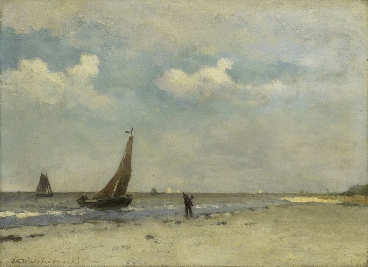 Strandscène door Johan Hendrik Weissenbruch
