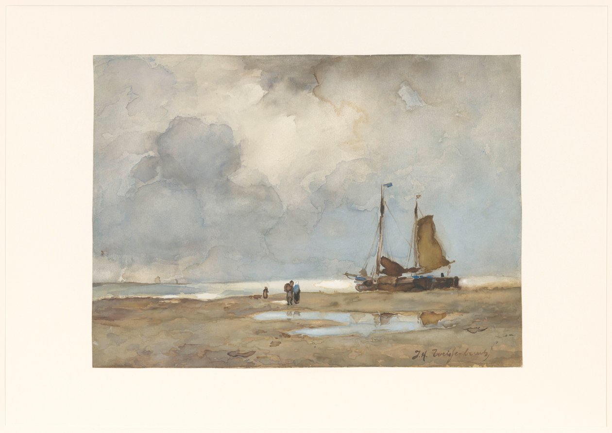 Uitzicht op het Strand door Johan Hendrik Weissenbruch