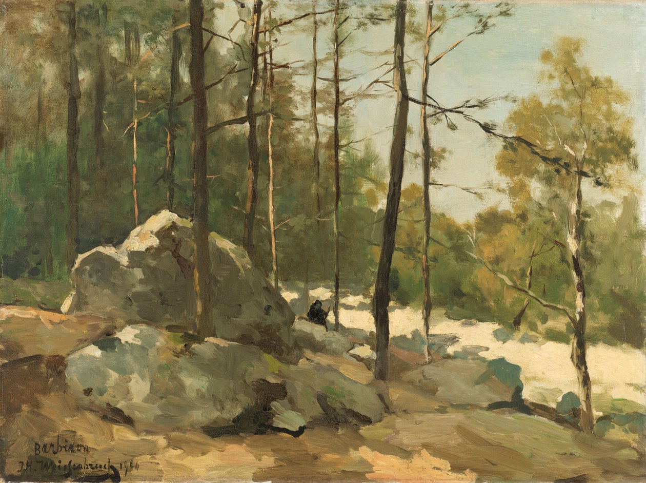 Bosgezicht nabij Barbizon door Johan Hendrik Weissenbruch
